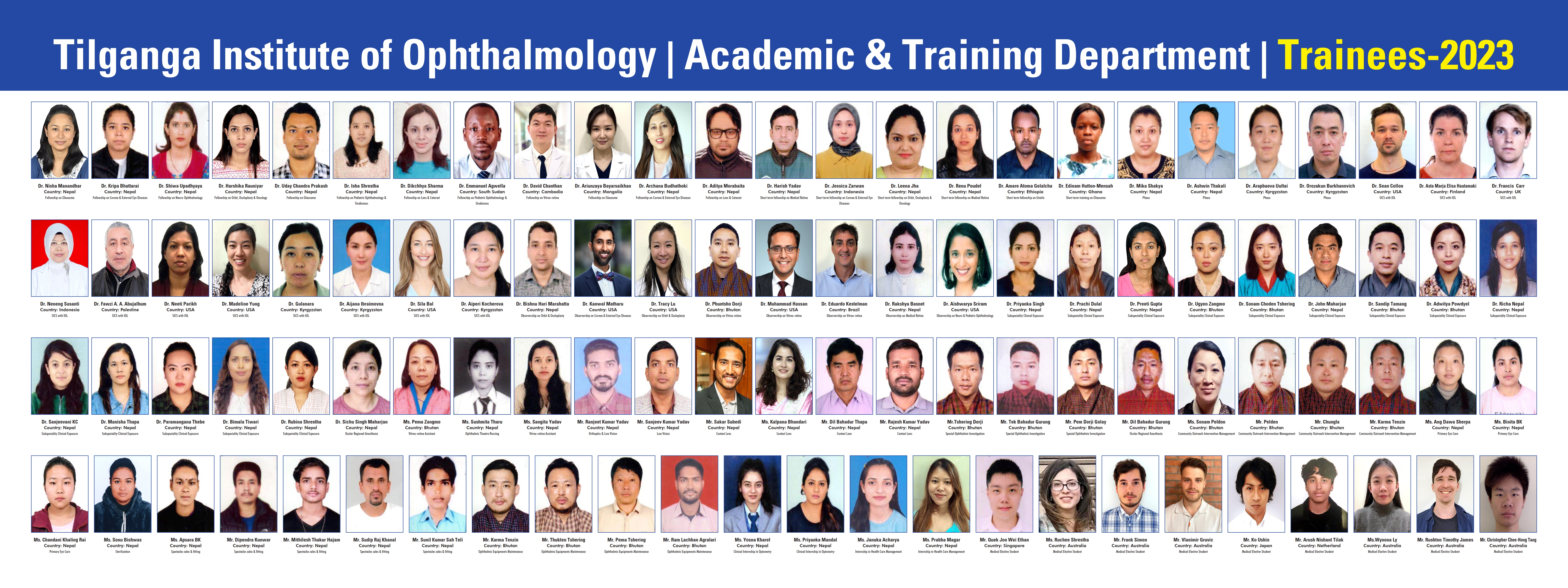 Fellows/Trainees at Tilganga Institute of Ophthalmology in 2023